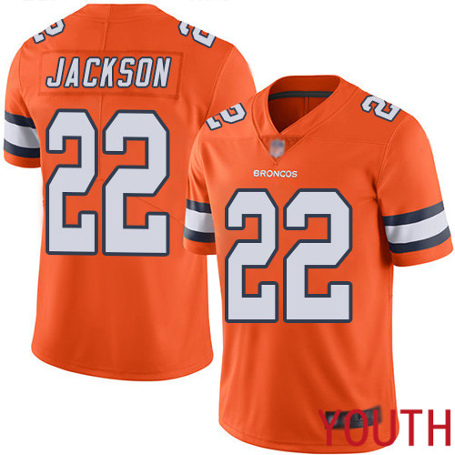 Youth Denver Broncos 22 Kareem Jackson Limited Orange Rush Vapor Untouchable Football NFL Jersey